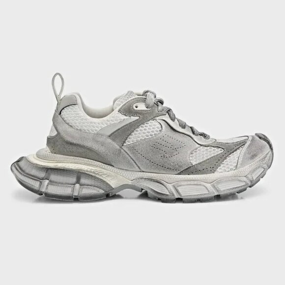 Balenciaga 3XL Distressed Suede & Mesh Sneakers Light Grey Size 37 MSRP $1,130 - Picture 2 of 15